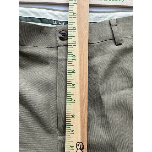 LL Bean Classic Fit Washable Year Round 100% Wool Pants Men Size 34 W Khaki Tan - Picture 10 of 11